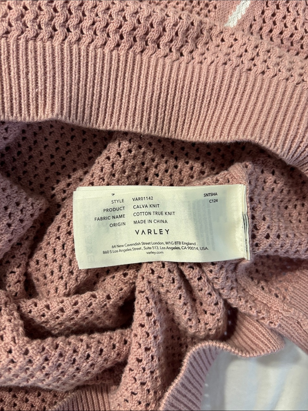 Varley Pink Openwork V-Neck Knit Sweater - Picture 5 of 8